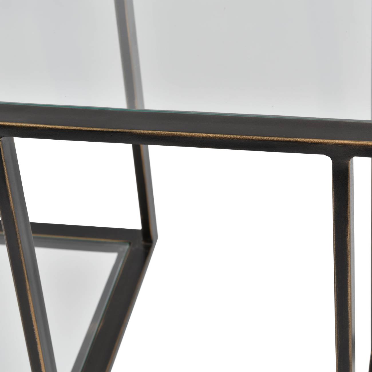 Deveraux Gilded Bronze Metal & Glass Console Table